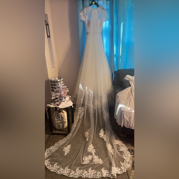 Gorgeous Vowed wedding dress with belt. - Picture 5 of 9